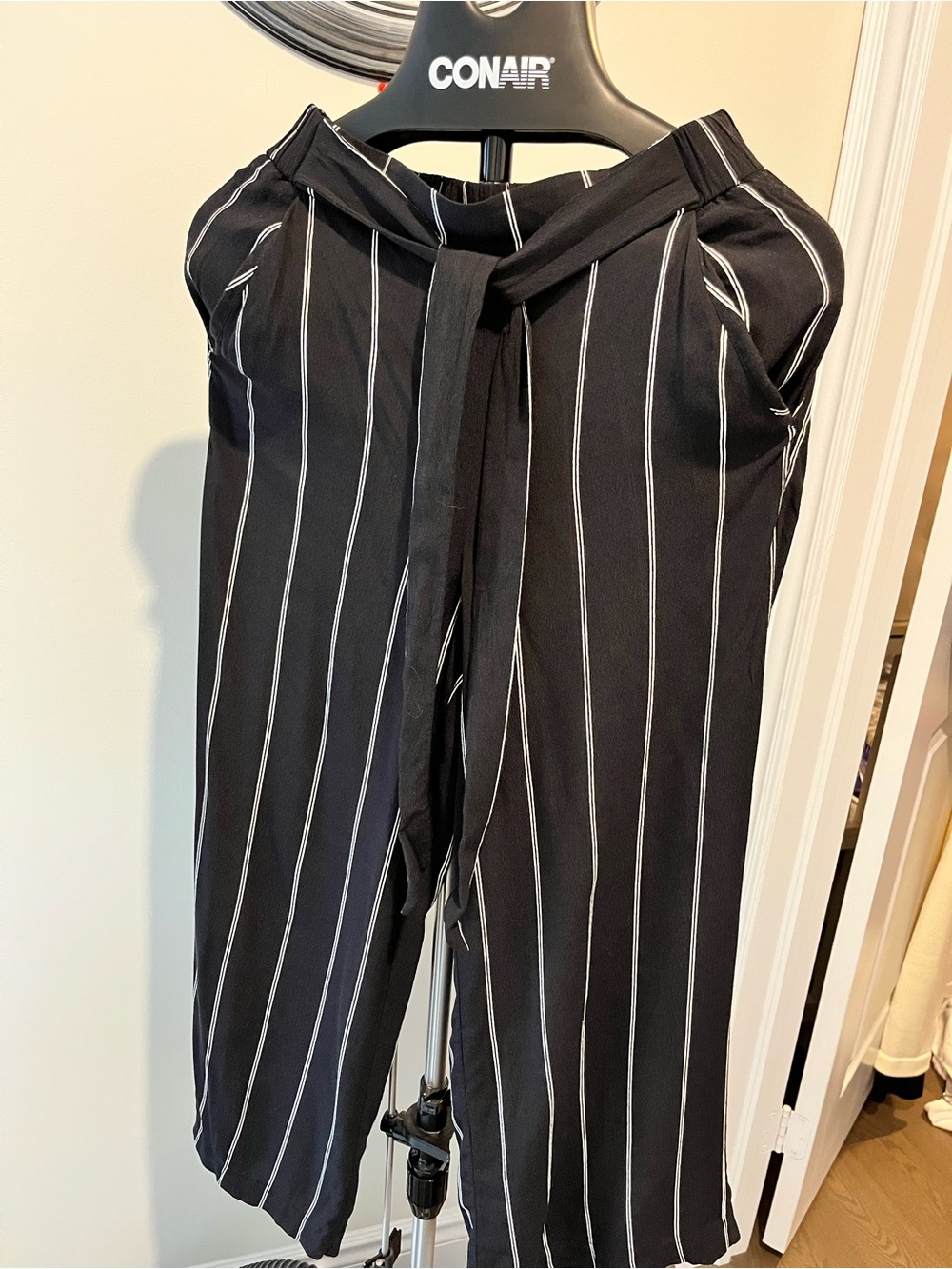 Wilfred Black Pinstripe Tie-Waist Chinos